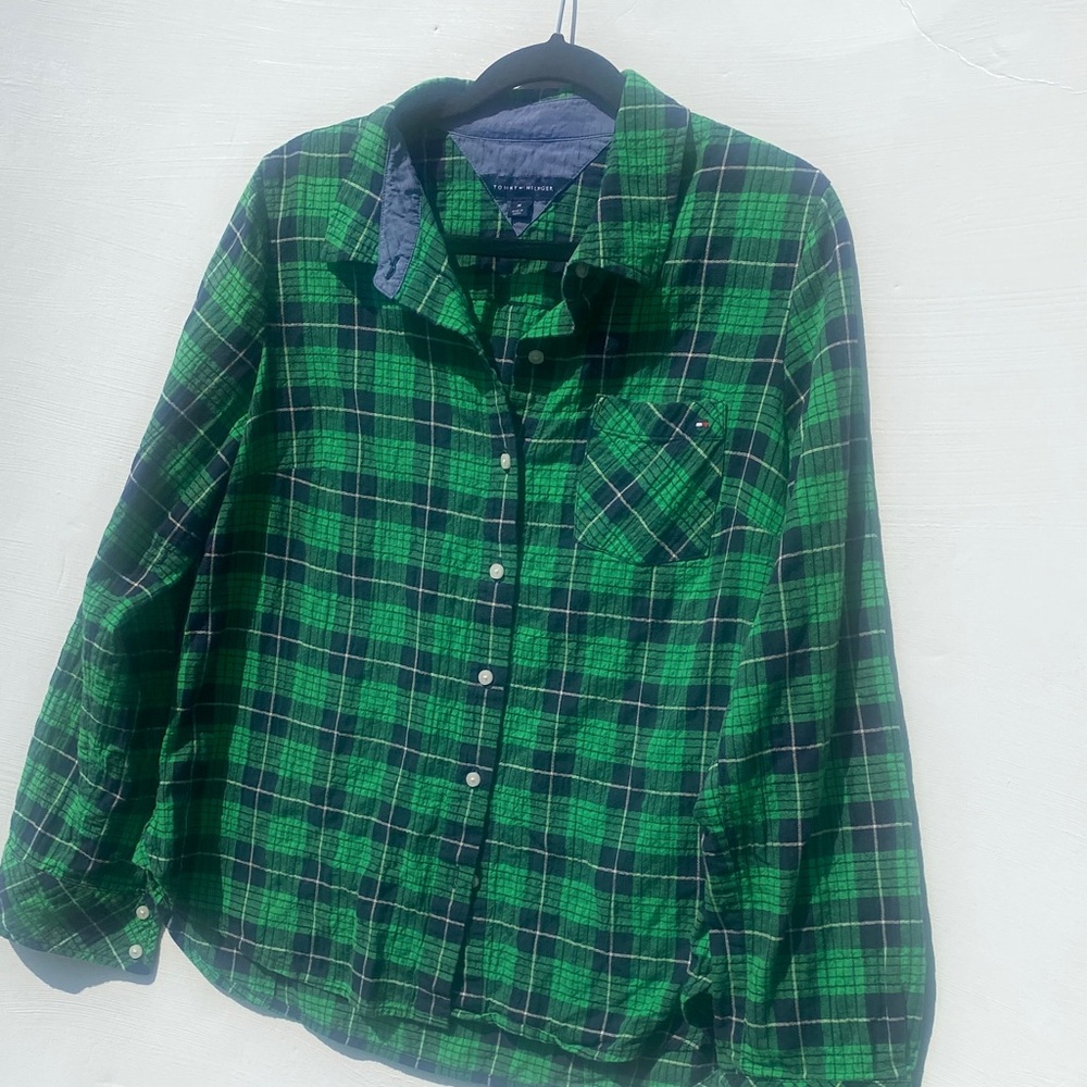 Tommy Hilfiger Green and Navy Plaid Button-Down Shirt - Picture 4 of 10